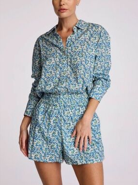 Sundays Romper Blue and Cream Floral